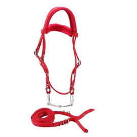 5 mm Bridle Bridle, Adjustable, Thickened Strap with High Density Horse Harness Headstalls with Soft Cushion Control, Riding Accessories for Halters, Colour Red, Ties & Auxiliary Reins