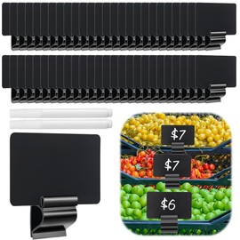 XXAptube 50 Pcs Black Sign Labels, Chalkboard Signs Clip for Food, Plastic Food Label Holder Buffet Price Tag Sign Holder for Business, Store, Supermarket