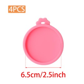 Pine & Linen 4 Pcs 2.5inch Durable Pet Can Lids, Silicone Small Pet Can Covers Waterproof Cat Food Cans Lids for 3 oz Cat Food Cans（Pink）