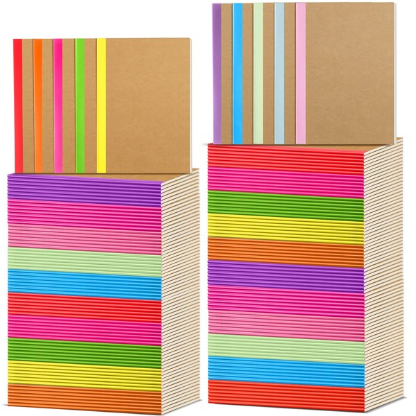 Geyoga 200 Pack A5 Composition Notebooks Bulk 60 Pages Journals Notebooks Colorful Soft Cover Ruled Lined Blank Notepad for School Students Travelers Home Office (Bright Color,Fresh Style)