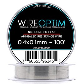 WIREOPTIM - 0.4mm x 0.1mm - Nichrome 80 Resistance Wire – 100 Feet