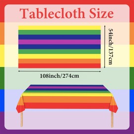 POPOYU 54 * 108inch Rainbow Plastic Tablecloth Rectangular Table Cover,Rainbow Table Cloth Gay Pride Rainbow Table Cover for Gay Pride Party Summer Beach Kids Birthday Cocktail Party Supplies