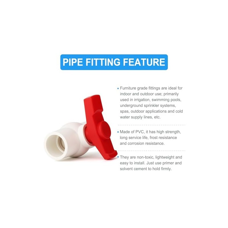 ERGAOBOY 5Pcs PVC Ball Valves, 25MM Water Pipe Shut-Off Valve
