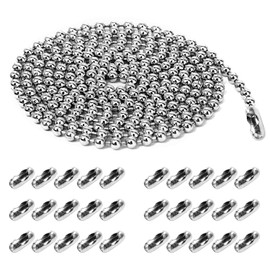 TEEUCNY 10 m Ball Chain Stainless Steel Link Chain Necklaces, 50 Matching Adapter Chain Links for Jewellery Making, Jewellery Making for DIY Bracelets and Crafts 2.4 mm