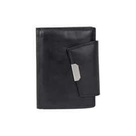 Women's Wallet in Portrait Format LEAS in Real Leather Black 13 x 9.5 cm (L x W) Ladies Collection, black, Modern
