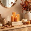 Orange Fall Thanksgiving Flameless Pillar Candles with Remote Set of