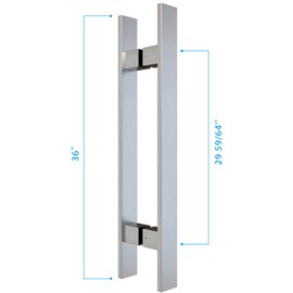BARNSMITH 36" Barn Door Push Pull Handle,Heavy Duty Grade-304 Stainless Steel Square Commercial Door Handle,Entrance Entry Front Door Handle, Office Handle Pull Set for Wood Door Glass Door