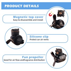 Jimtyee Car Air Freshener Cute Cartoon Bear Pilot Car Diffuser Rotating Propeller Automotive Air Outlet Fan Creative Car Perfume Decoration Cool Car Accessories Comes with 4 Fragrant Tablets