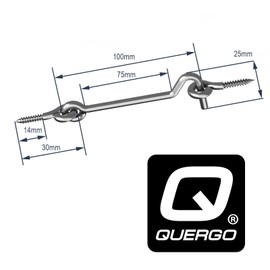 QUERGO - Cabin Hook - Door Hook and Eye Latch - Gate Hook - Gate Hook and Eye Latch - Pack of 2 (75mm - 2.5 inch)