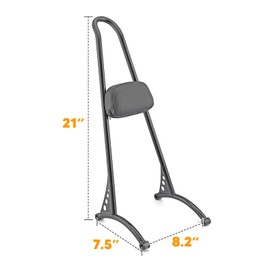 Wsays 21" Tall Passenger Backrest Sissy Bar Classic Styled Gloss Black Compatible with Harley Sportster XL 883 1200 1996-2003