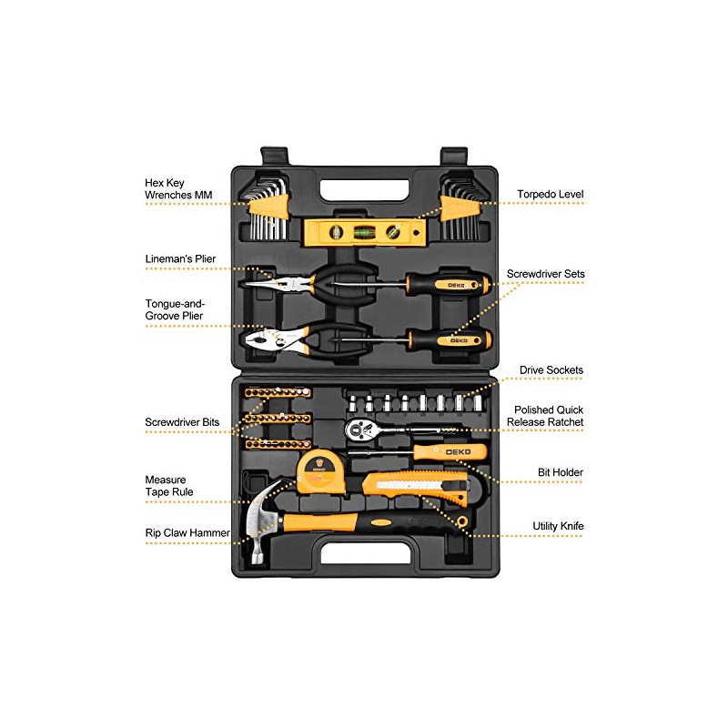 DEKOPRO 65 Pieces Tool Set General Household Hand Tool Kit