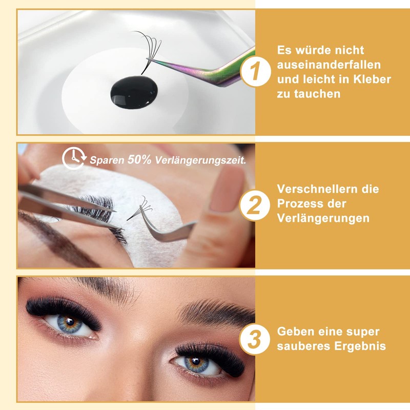 B&Qaugen Pre-made Eyelash Fans, 4D-D-0.07-15 Long Foot, Pre-made Fans, Eyelash