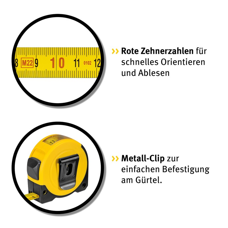 STABILA BM 150 Pocket Tape Measure, 3 m, Metric Scale,