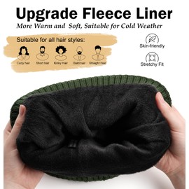 Wmcaps Winter Beanie Hat, Men's Winter Hat with Cuffs and Thick Warm Lining, Warm Wool Hat, Knitted Hat, Comfortable Soft Cuff Hat, Ideal for Outdoor Activities, Gifts for Men and Women, Army Green