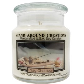 Premium 100% All Natural Soy Apothecary Candle - 16oz. - Nag Champa: Has The Aroma of Incense; Patchouli, Sandalwood, and Dragon's Blood. Made with Natural Essential Oils.