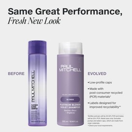 Paul Mitchell Platinum Blonde Violet Shampoo, Banishes Brass + Brightens, Ideal for Light to Medium Blonde, Silver, Gray or White Hair, 33.8 fl oz