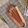 Wooden Chopsticks Japanese Style Rectangular Red Sandalwood Inlaid Boxwood Reusable