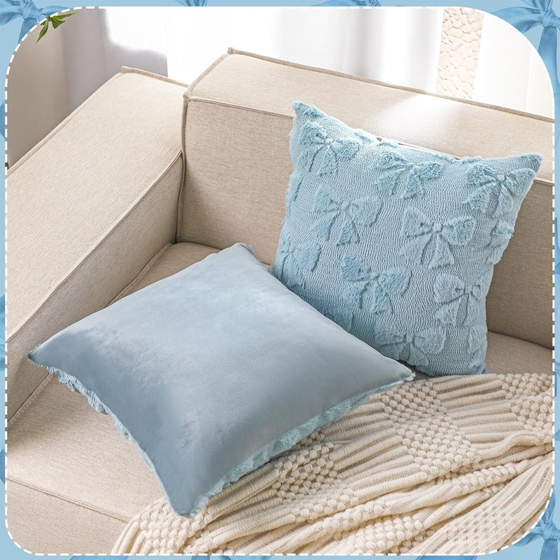 Pillow Cases, Pillowcases, 2 PCS Cushion Covers with Bow Design,