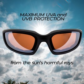 Global Vision Kickback Sports Padded Motorcycle Riding Sunglasses Black Frame w/Brown Mirror Lenses