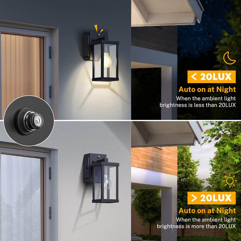 NookNova Porch Light with Outlet, Dusk to Dawn Motion Sensor