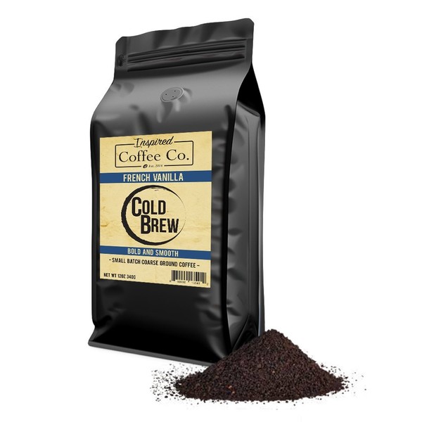 French Vanilla - Flavored Cold Brew Coffee - Inspired Coffee Co. - Coarse Ground Coffee - 12 oz. Resealable Bag