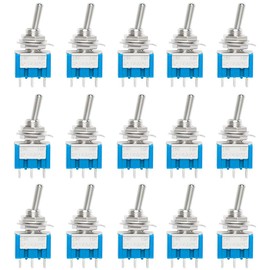 QitinDasen 15pcs Professional 6A / 125V Car Mini Rocker Switch, SPDT 3-Pin Rocker Toggle Switch MTS-102, ON/ON 2 Position Rocker Switch with Metal Lever