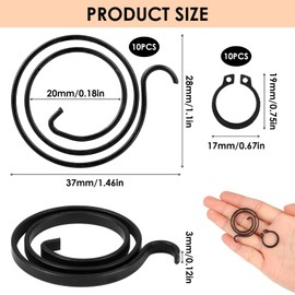 MSMXCS 10 Pack Door Handle Spring Replacement Repair Kit,2.8 Turns Coil x 3.0mm Thickness Plus 10 Circlips Home Door Handle Internal Coil Repair Springs Replacement for Doors
