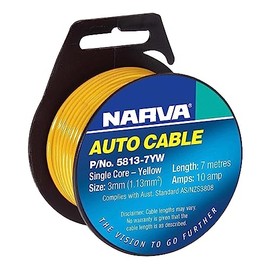 Narva 10A Auto Cable, 3 mm Diameter, Yellow