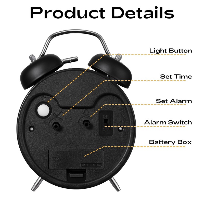 AKCISOT Loud Alarm Clock for Heavy Deep Sleepers, 4.5 Inches