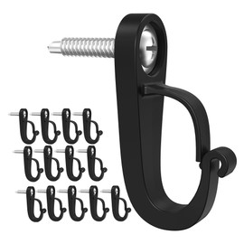 Q-Hanger Hooks, Screw Hooks, for Fairy Lights and Garage, New Year Party or Other Hanging Decorations for Home, Safety Buckle Design, Easy to Release, 28 Pieces(Black) (28P-black-DE)