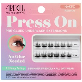 Ardell Naked Press On Lashes Underlash Extensions - Pre-Glued Natural Cluster Lashes, No Glue Needed Self Adhesive Eyelashes for All Day Wear, 12 Lash Clusters
