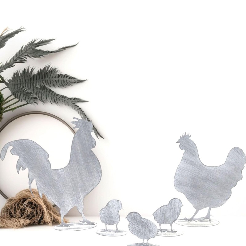 Storm's Gartenzaubereien Chicken Rooster Chickens Made of Metal – Shabby