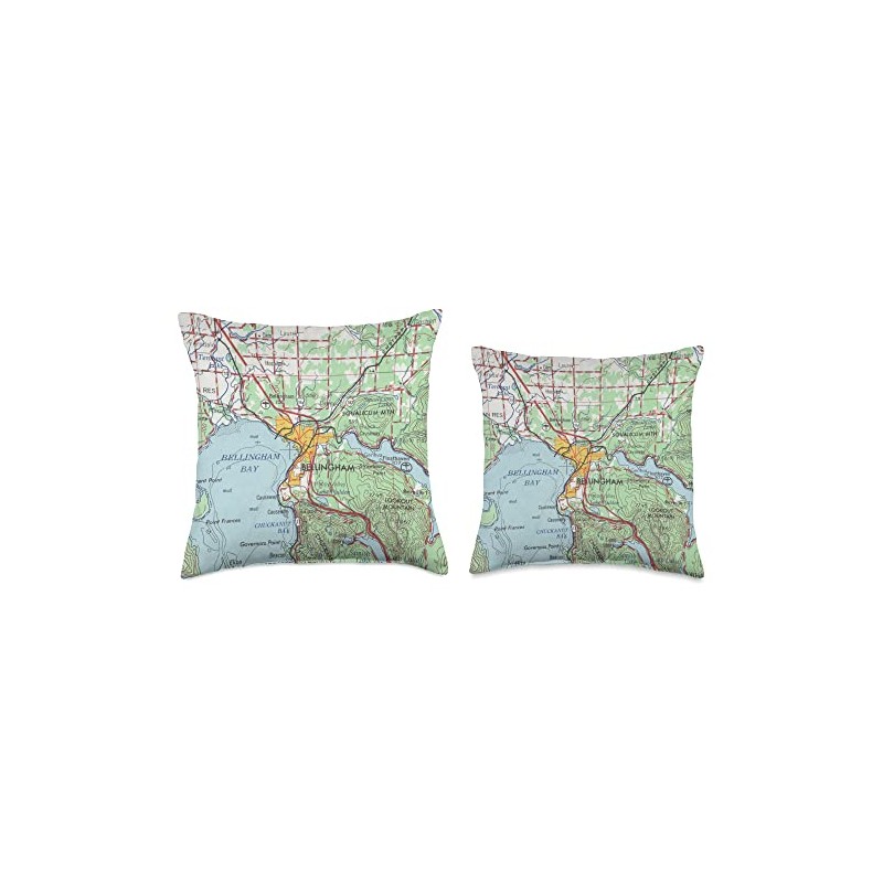 Vintage Bellingham WA Map (1966) Throw Pillow