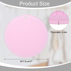 uxcell 2 Pcs Silicone Trivets Mats for Hot Pots and Pans, 7" Round Hot Pot Holders Multi-Purpose Heat Resistant Trivet with Hang Hole for Pots & Hot Dish, Countertops (Light Pink)