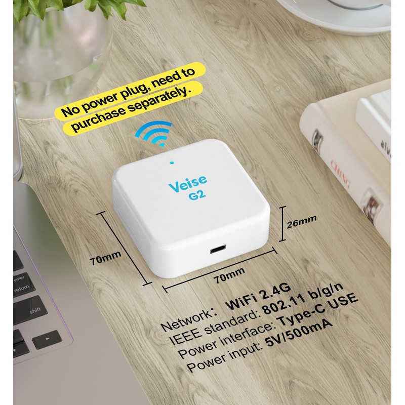 Veise G2 Gateway, Smart Deadbolt WiFi Gateway, Remote Control, Compatible