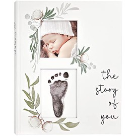 Libro de recuerdo para bebés, libro de hitos para bebé simple para niño o niña, diario de bebé y libro de recuerdos de embarazo, registro mensual de hitos para baby shower, regalo moderno de estilo neutro de género para mamás