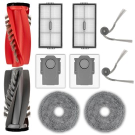 (10 Pack) Saros 10R/ Qrevo CurvX Replacement Parts Compatible with Roborock Saros 10R/ Qrevo CurvX Robot Vacuum, 2 Roller Brushes, 2 Side Brushes, 2 Dust Bags, 2 HEPA Filters, 2 Mop Pads