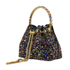 HUANG ZHUANG Colorful Crystal Soft Purse Sparkly Rhinestone Handbag Women Clutch Bling Party Crossbody Bag for Prom Cocktail(gold)