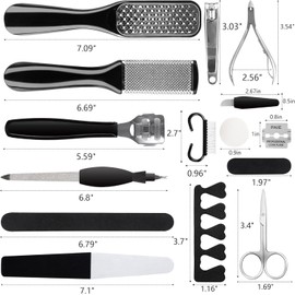 Professional Manicure and Pedicure Tool Kit Exfoliation Foot File Set: From Home or Travel Salon to Care (BlackB-30PCS) Size / 전문 매니큐어 및 페디큐어 도구 키트 각질 제거 발 파일 세트: 집에서 또는 여행 살롱에서 관리까지 (BlackB-30PCS) Size