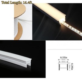 KSDLMPA Silicone LED Channel System, 16.4FT/5M Through Free White 10x10mm DIY LED Neon Rope Light IP67 Waterproof Tube for 5mm Strip Lights Installation for Indoor Outdoor Ambient Decor