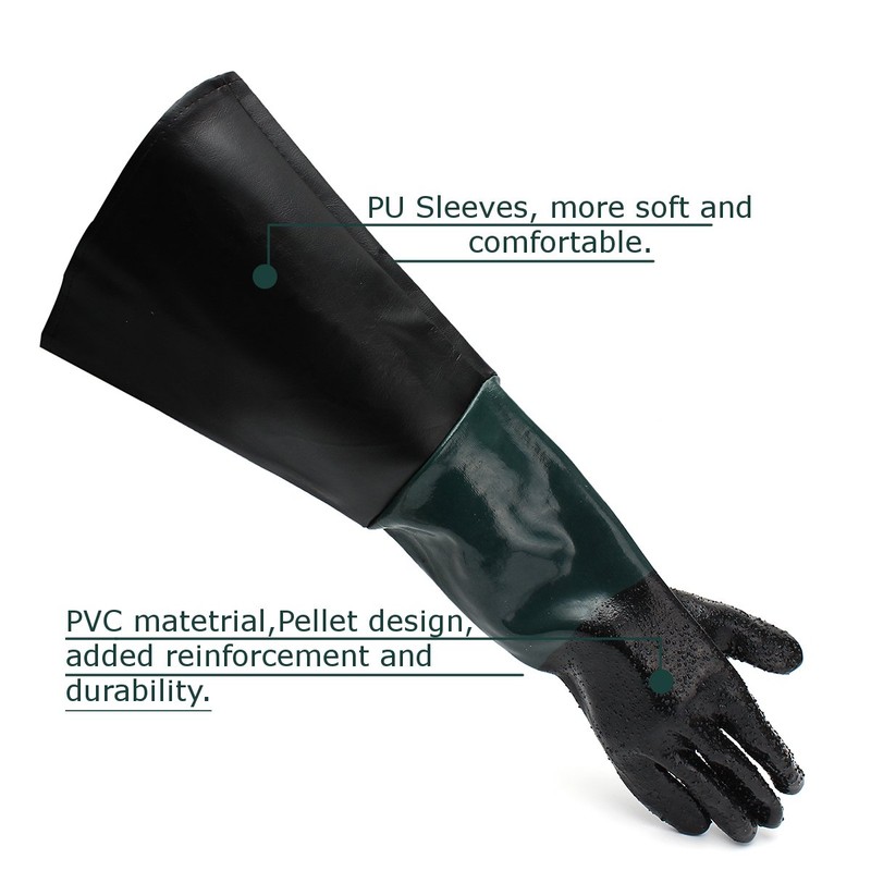 Jewboer 23.6" Rubber Sandblast Cabinet Gloves,Sandblasting Sand Blaster Gloves for