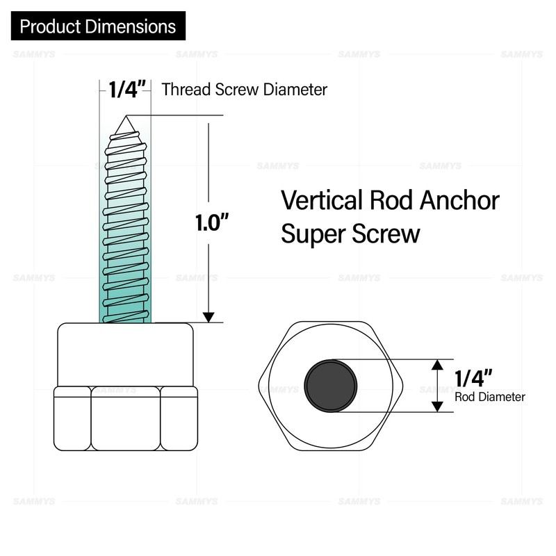 Sammys 8002957-25 Vertical Rod Anchor Super Screw with 1/4 in.