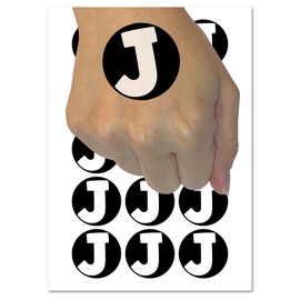 Letter J Uppercase Fun Bold Font Temporary Tattoo Water Resistant Fake Body Art Set Collection - 15 2" Tattoos (1 Sheet)