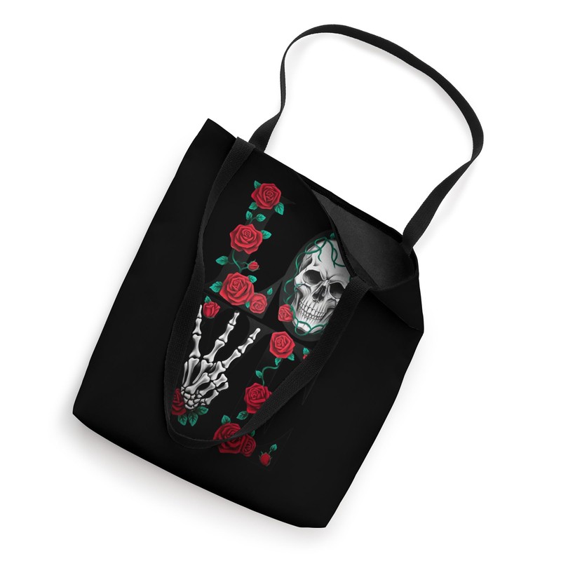Love Decorated with Rose and Skull Tote Bag