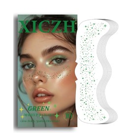 XICZH Purpurina facial, tatuajes temporales verdes, purpurina corporal para mujeres y niñas, pecas verdes para el Día de San Patricio, conciertos country, cantantes, festivales, raves (verde - 10 unid