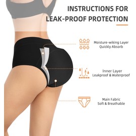 Intiflower Incontinence Underwear for Women, Leakproof Period Underwear For Women High Absorbency, High Waisted Period Panties Bladder Control, Post Partum, Feminine Care - 4 Pack