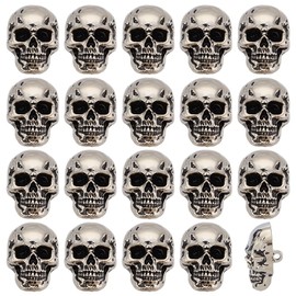 PH PandaHall 20pcs Skull Button Skeleton Head Shank Button Alloy Embellishments Buttons Decoration Punk Style Skulls Sew on Buttons for Clothing Bags Hats Brooches Craft Accessory, Antique Silver