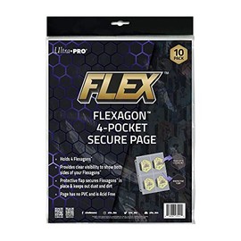 FLEX 4-Pocket Album Pages | Each Page Holds 4 Flexagon Tiles | PVC and Acid-Free | 10-Pack