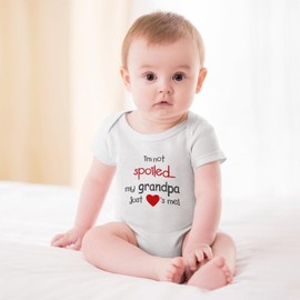 WOOYONGING I'm Not Spoiled My Grandpa Just Loves Me Newborn Clothes Unisex Short Sleeve Take Home Outfit White Baby Girl Romper 3 Month