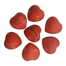 Loveliome 7 Pcs Mini Red Jasper Heart Love Healing Palm Crystal Energy Stone(0.6 Inch)